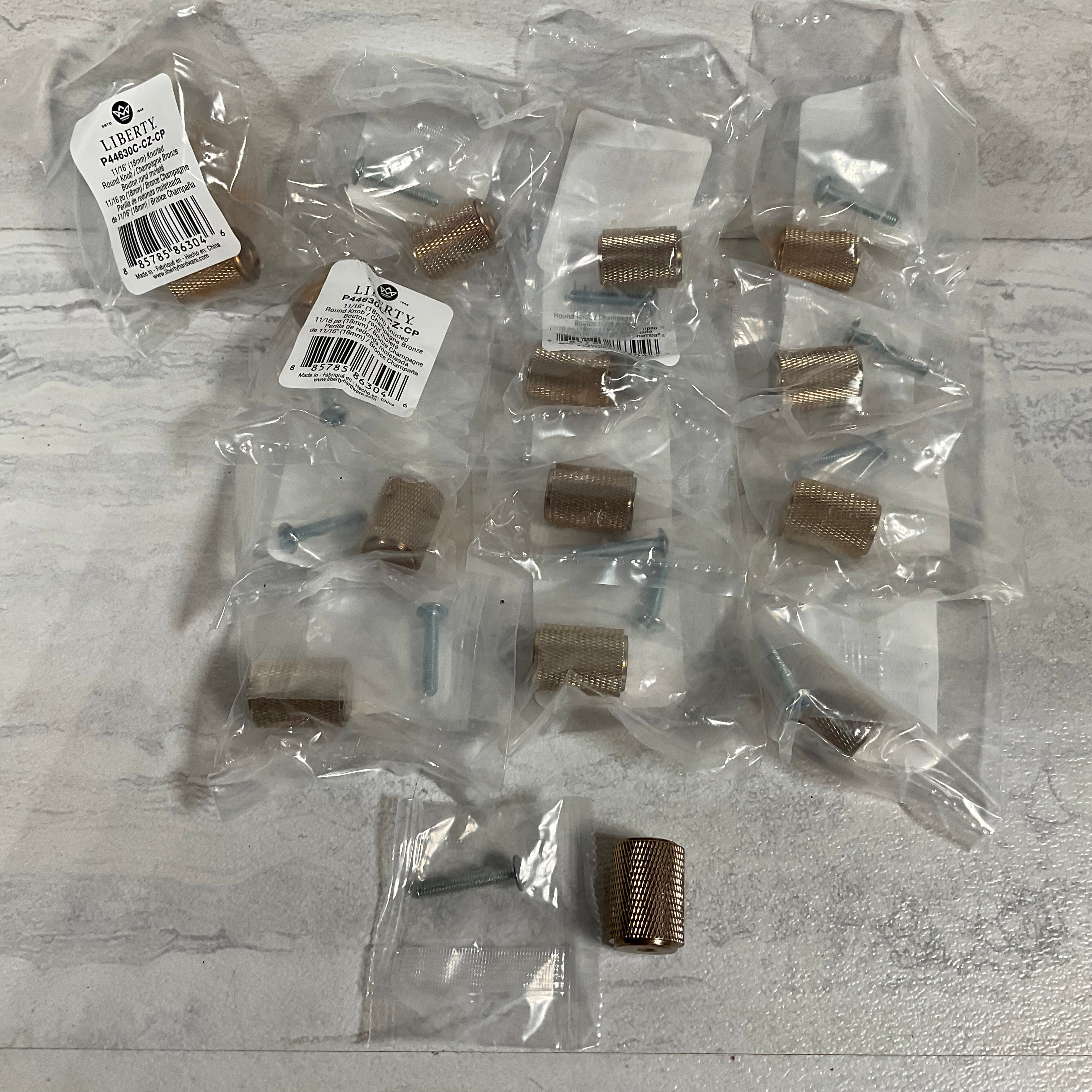 (LOT OF 14) Liberty Knurled 11/16 in. (18 mm) Champagne Bronze Cabinet Knob (7351909482734)